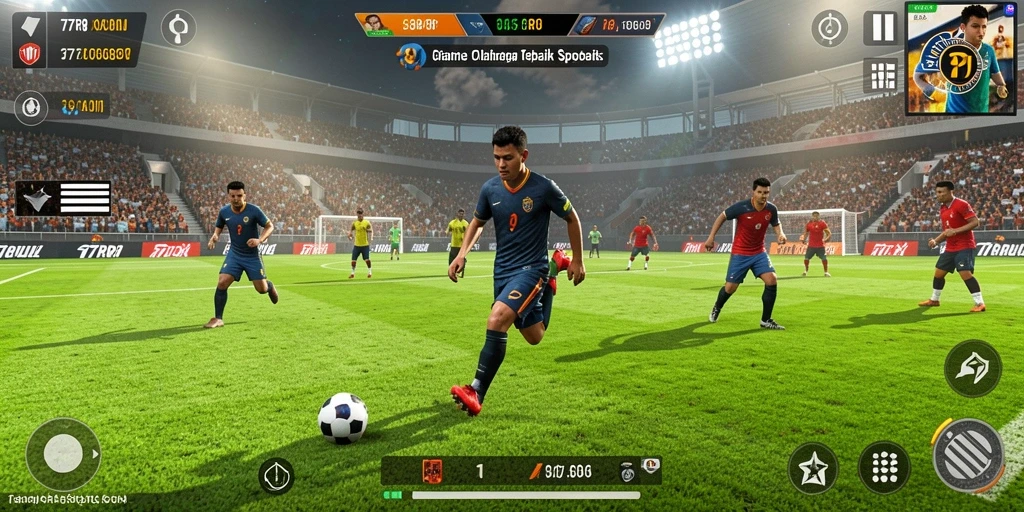 Tangkapan layar 77RP yang menunjukkan gameplay olahraga yang mendebarkan.