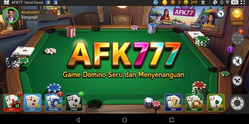 Tangkapan layar gameplay dari AFK77 menampilkan momen seru permainan Domino.