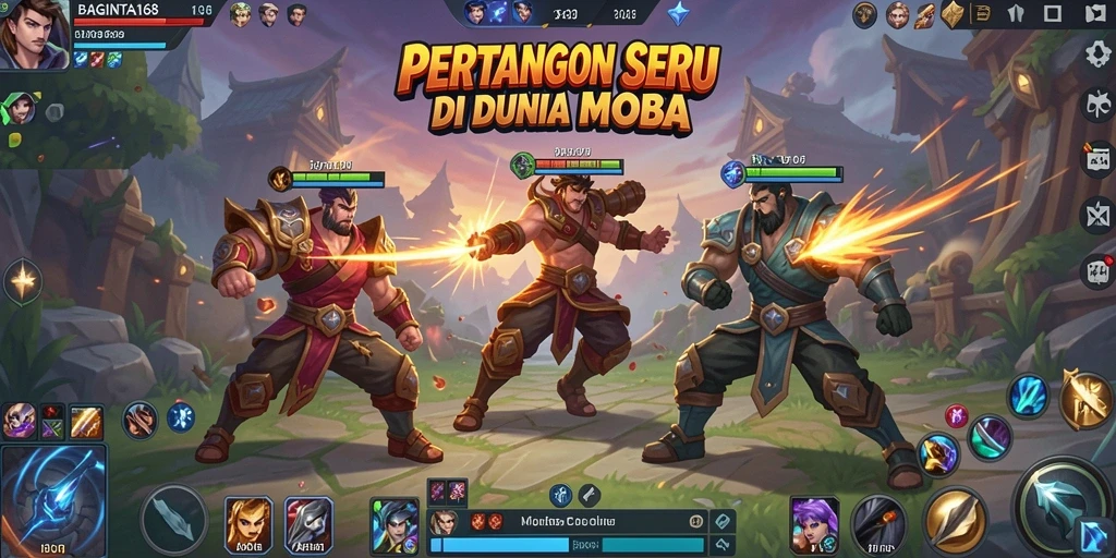 Tampilan seru pertarungan di permainan MOBA BAGINTA168.
