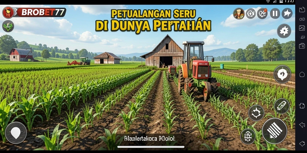 Tangkapan layar utama BROBET77 menampilkan aktivitas pertanian yang dinamis.
