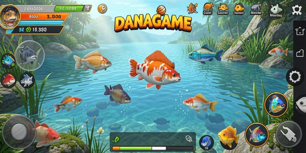 Tampilan gameplay memancing yang menegangkan dan seru di DANAGAME.
