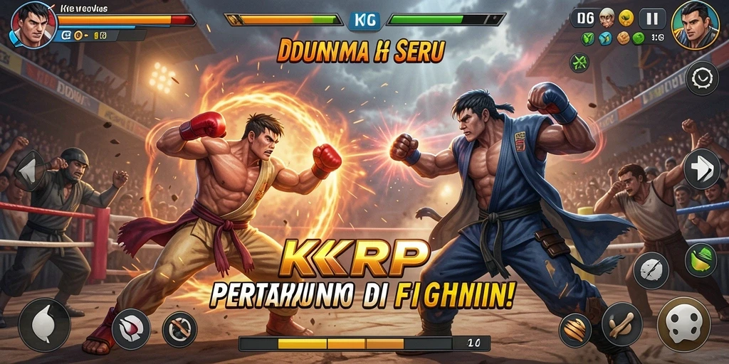Tampilan gameplay KKRP yang penuh aksi pertarungan seru