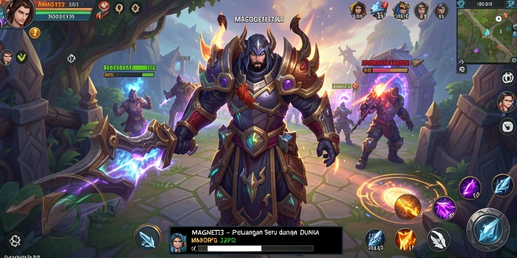 Tampilan gameplay MAGNET33 dengan aksi pertarungan epik dan grafik indah.