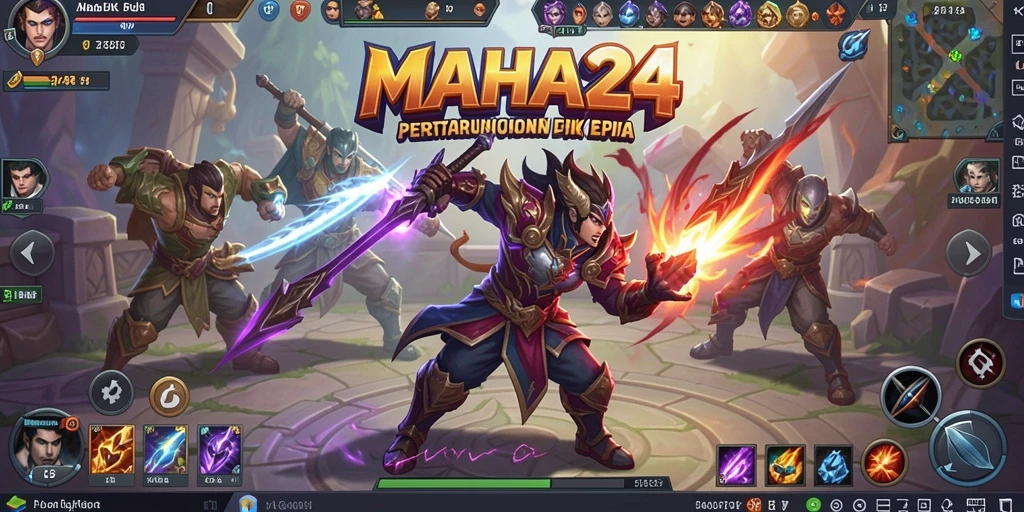 Tangkapan layar utama MAHA24 menampilkan aksi seru gameplay MOBA.