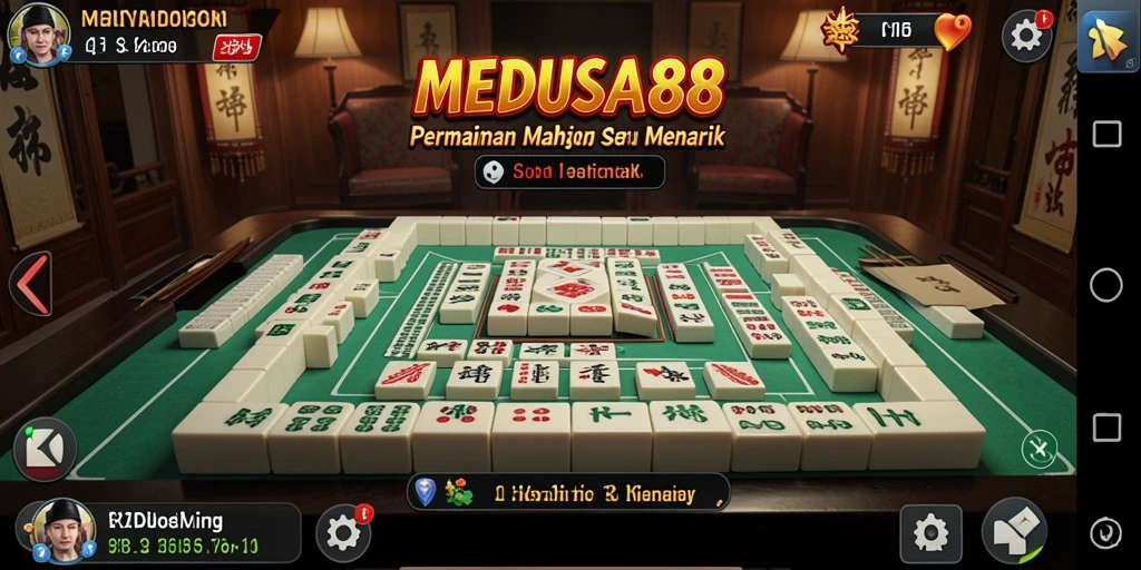 Tampilan menarik gameplay di MEDUSA88 dengan ubin Mahjong.