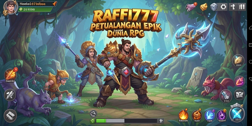 Tangkapan layar utama RAFFI777 yang menunjukkan pertempuran RPG yang intens.