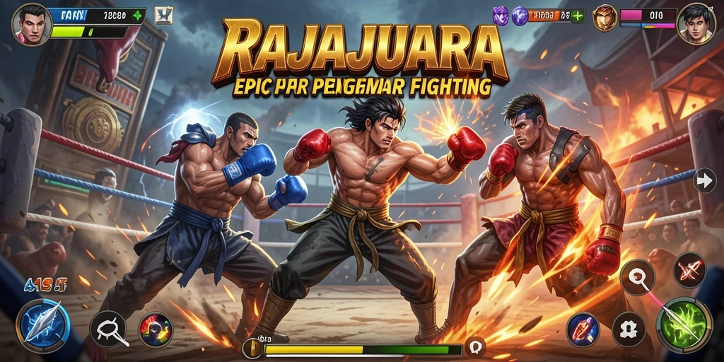 Tampilan aksi seru dari gameplay RAJAJUARA di arena pertarungan.