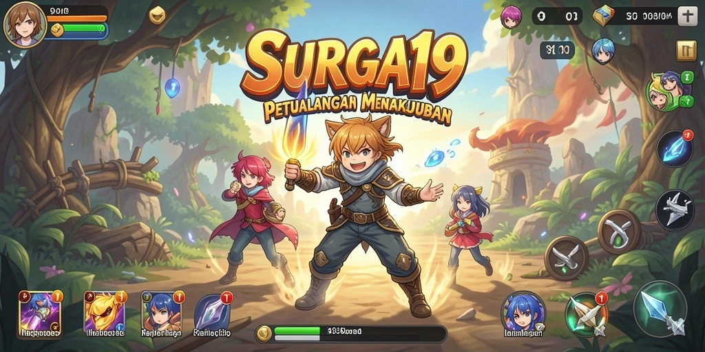 Tampilan gameplay SURGA19 yang memukau dengan karakter anime.