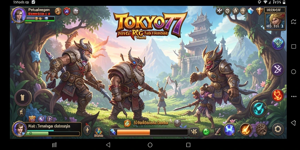 Screenshot gameplay TOKYO77 menampilkan aksi petualangan RPG yang epik.